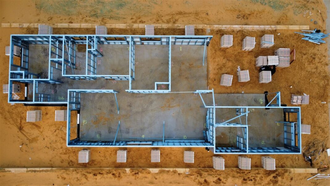 Fundament eines Neubaus von oben